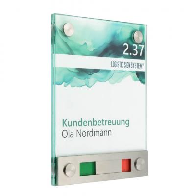 Tuerschild VITRUM Frei Belegt Rot Grün aus Glas 130 170 mm